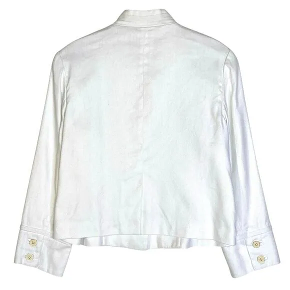 LILLY PULITZER Women’s White Linen Blend Military Jacket size 10