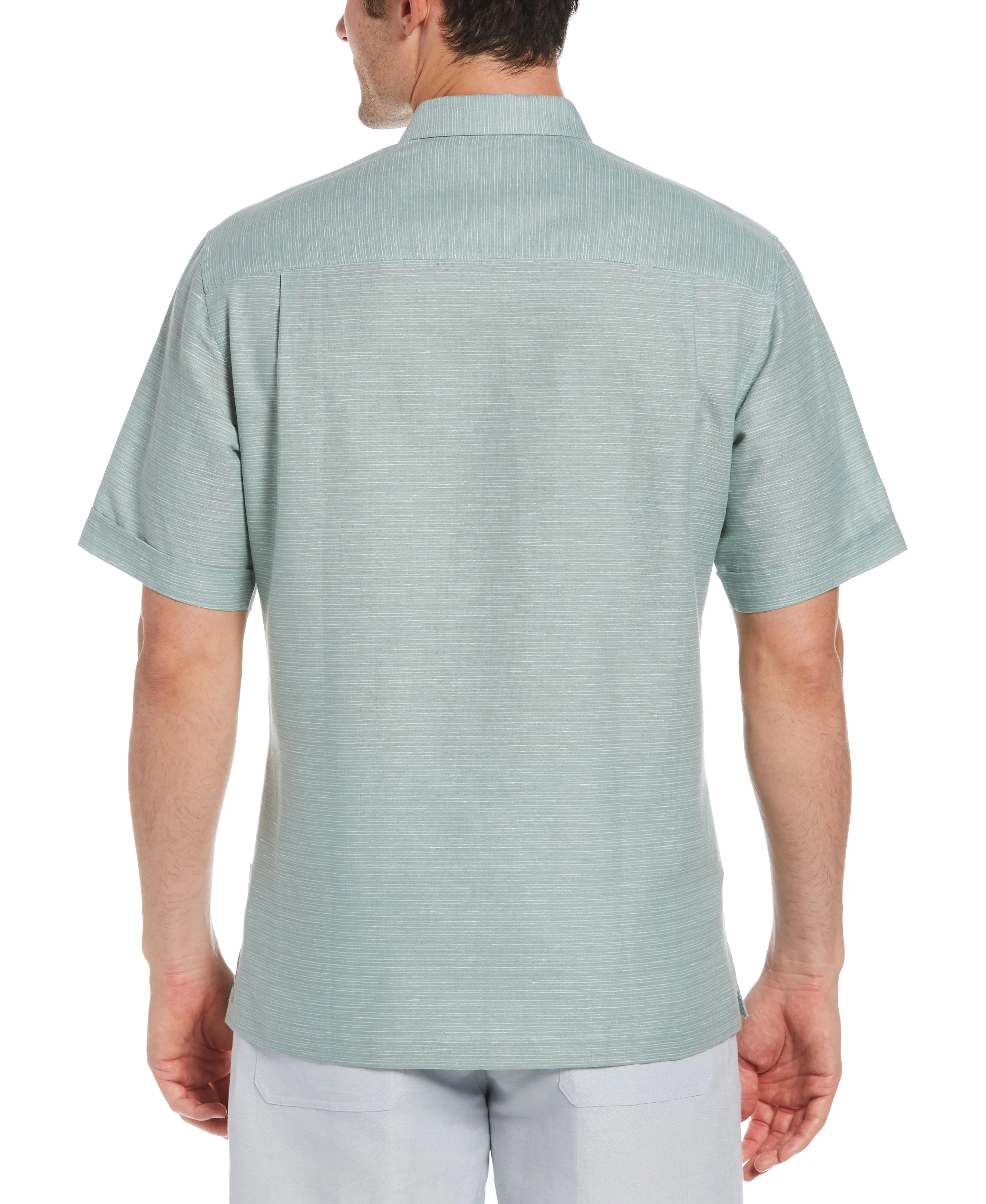 Linen-Blend Yarn Dye Stripe Guayabera Shirt