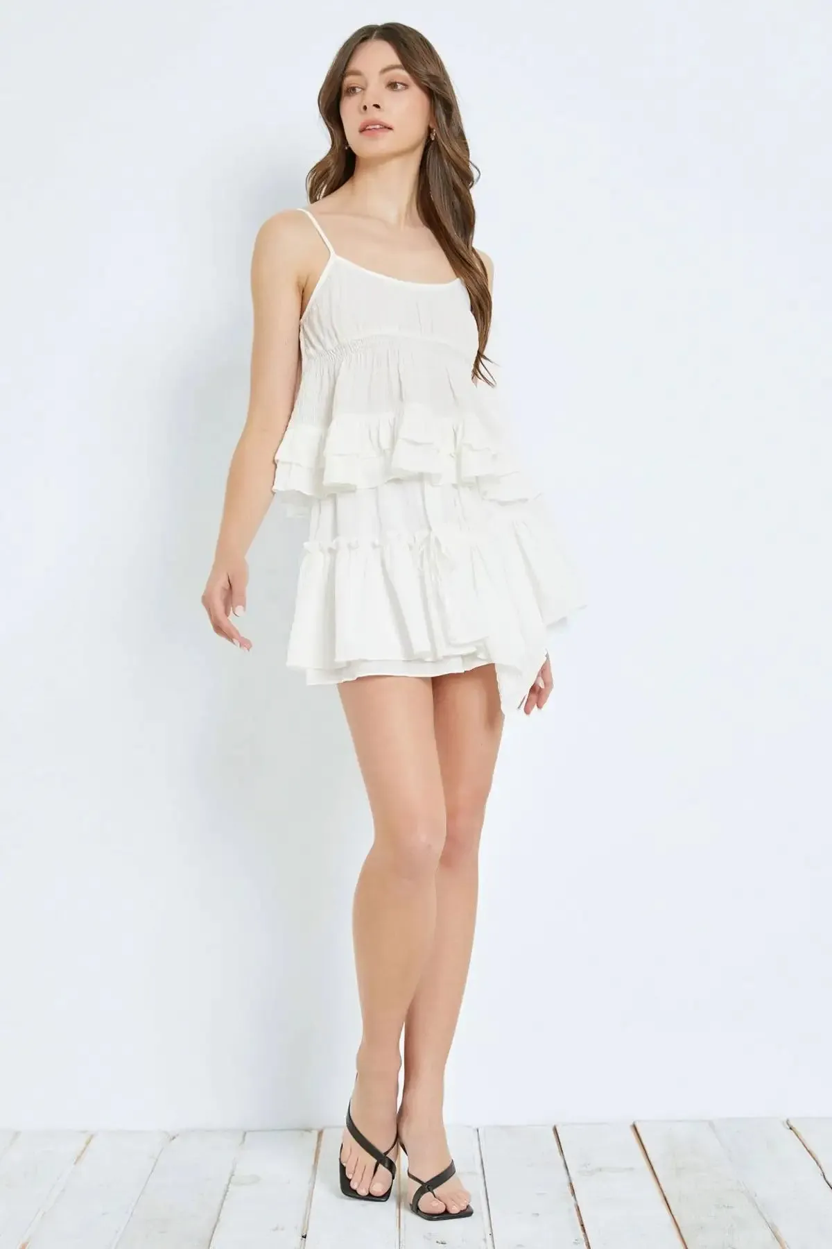 Linen Boho Ruffle Tiered Crop Top