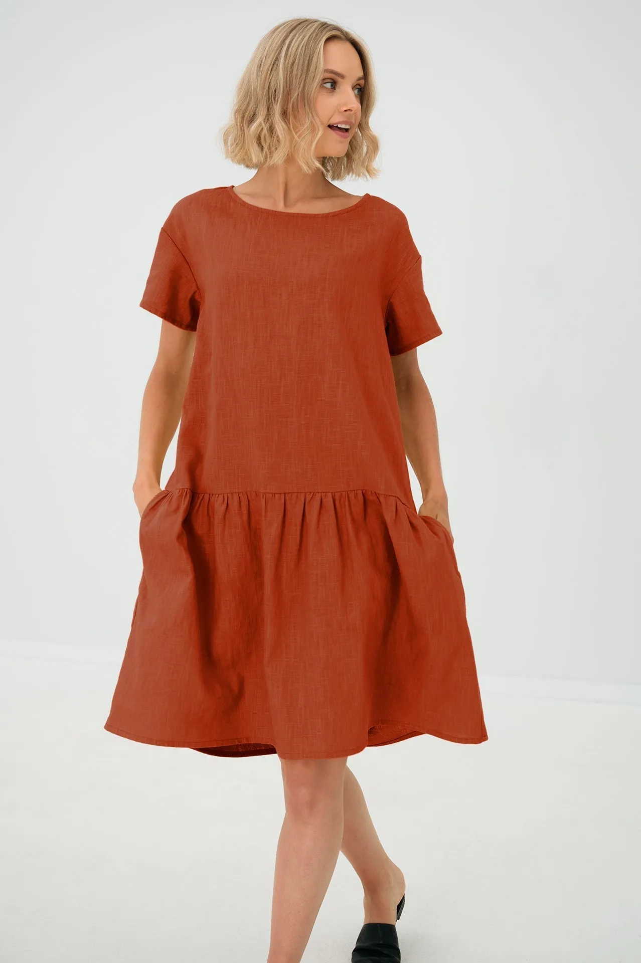 Linen dress BLOSSOM, Deep blue, M