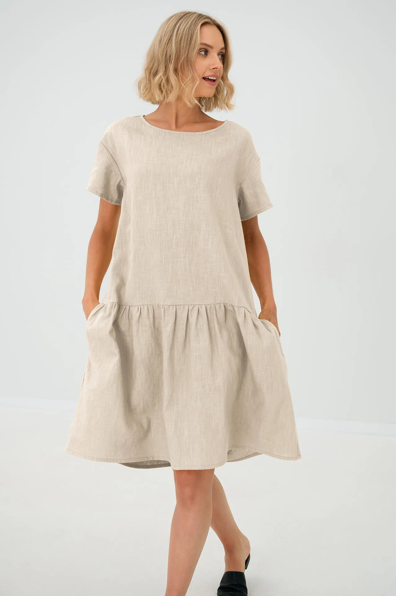 Linen dress BLOSSOM, Deep blue, M