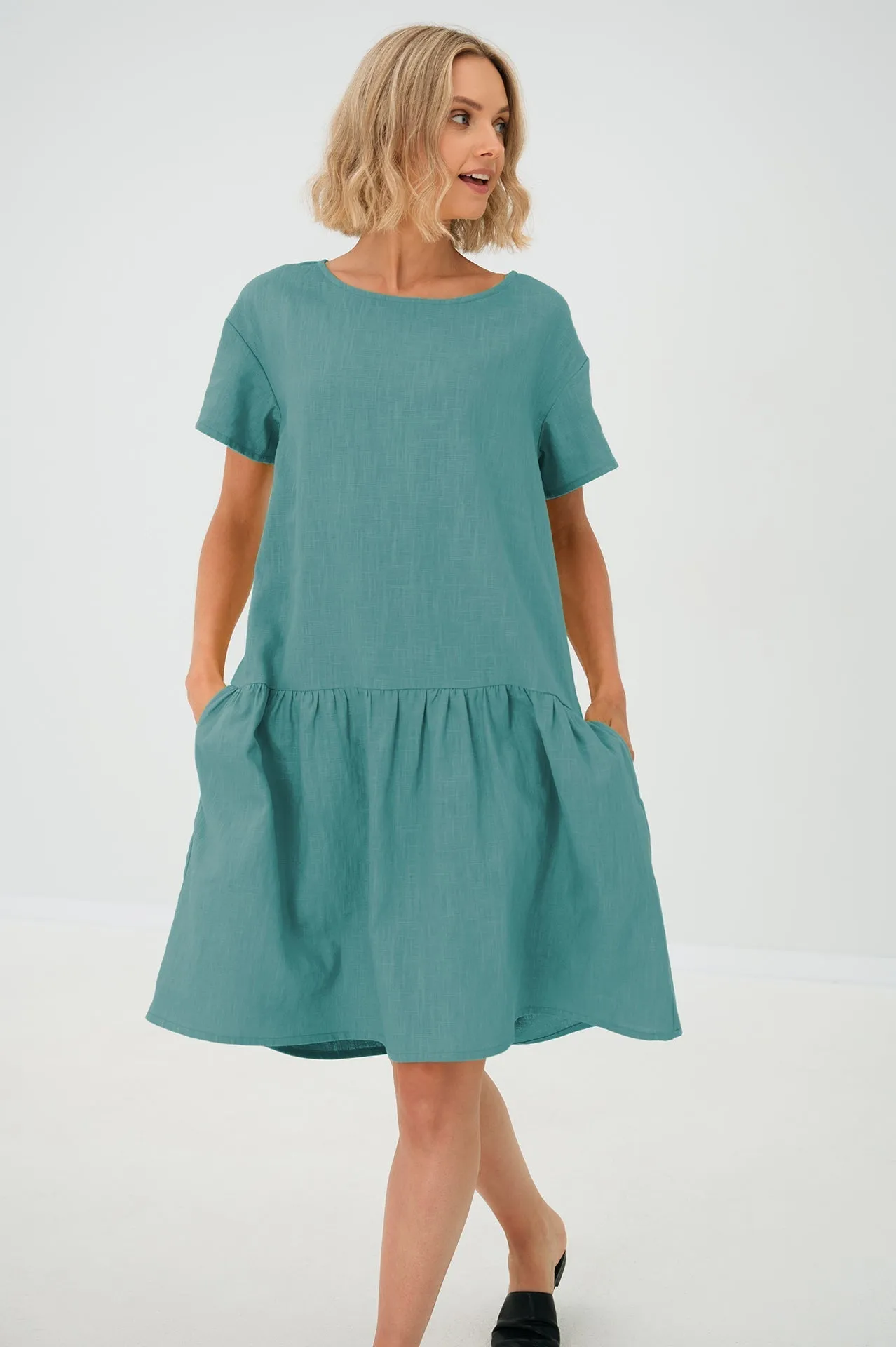Linen dress BLOSSOM, Deep blue, M