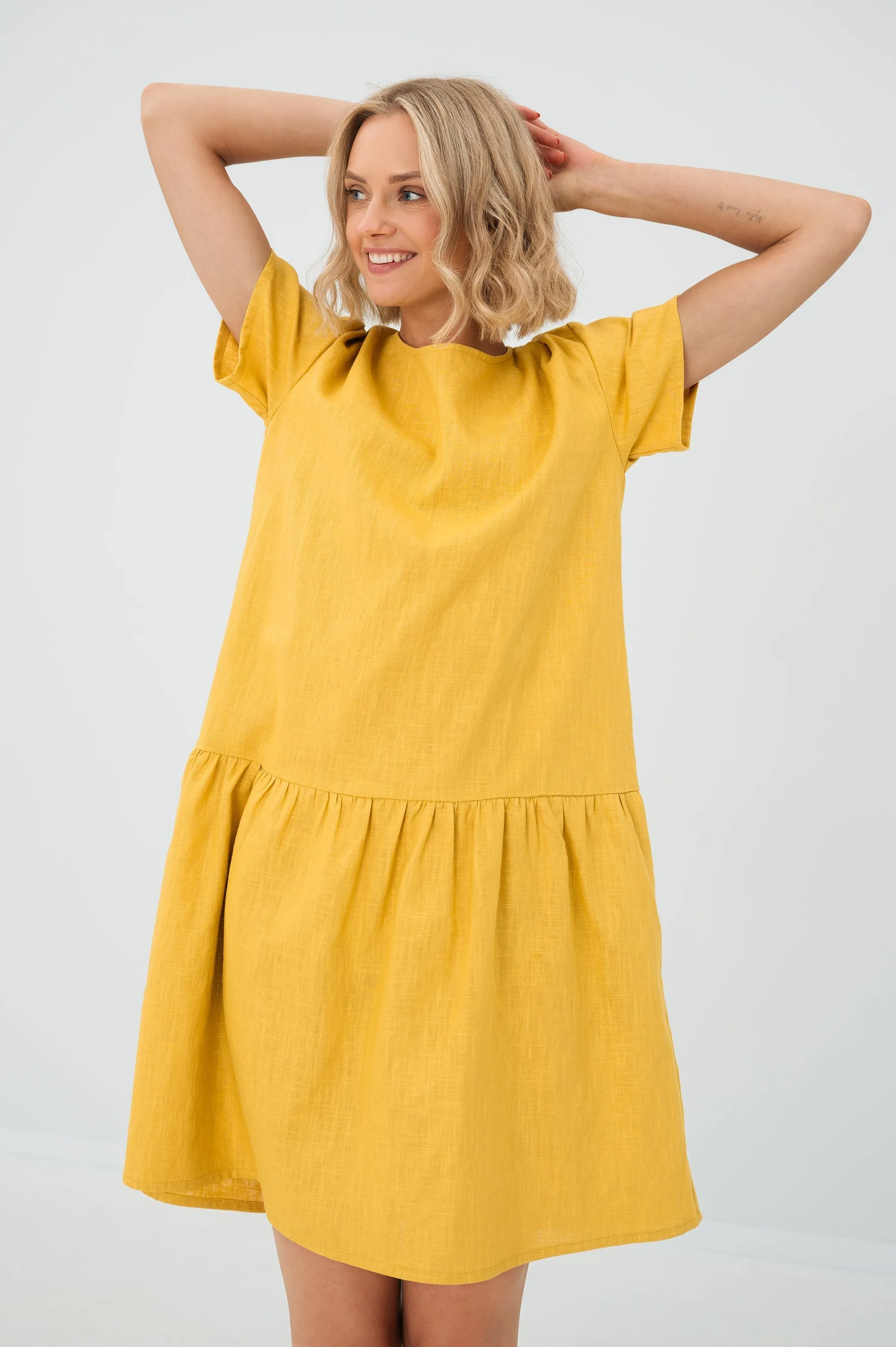 Linen dress BLOSSOM, Deep blue, M