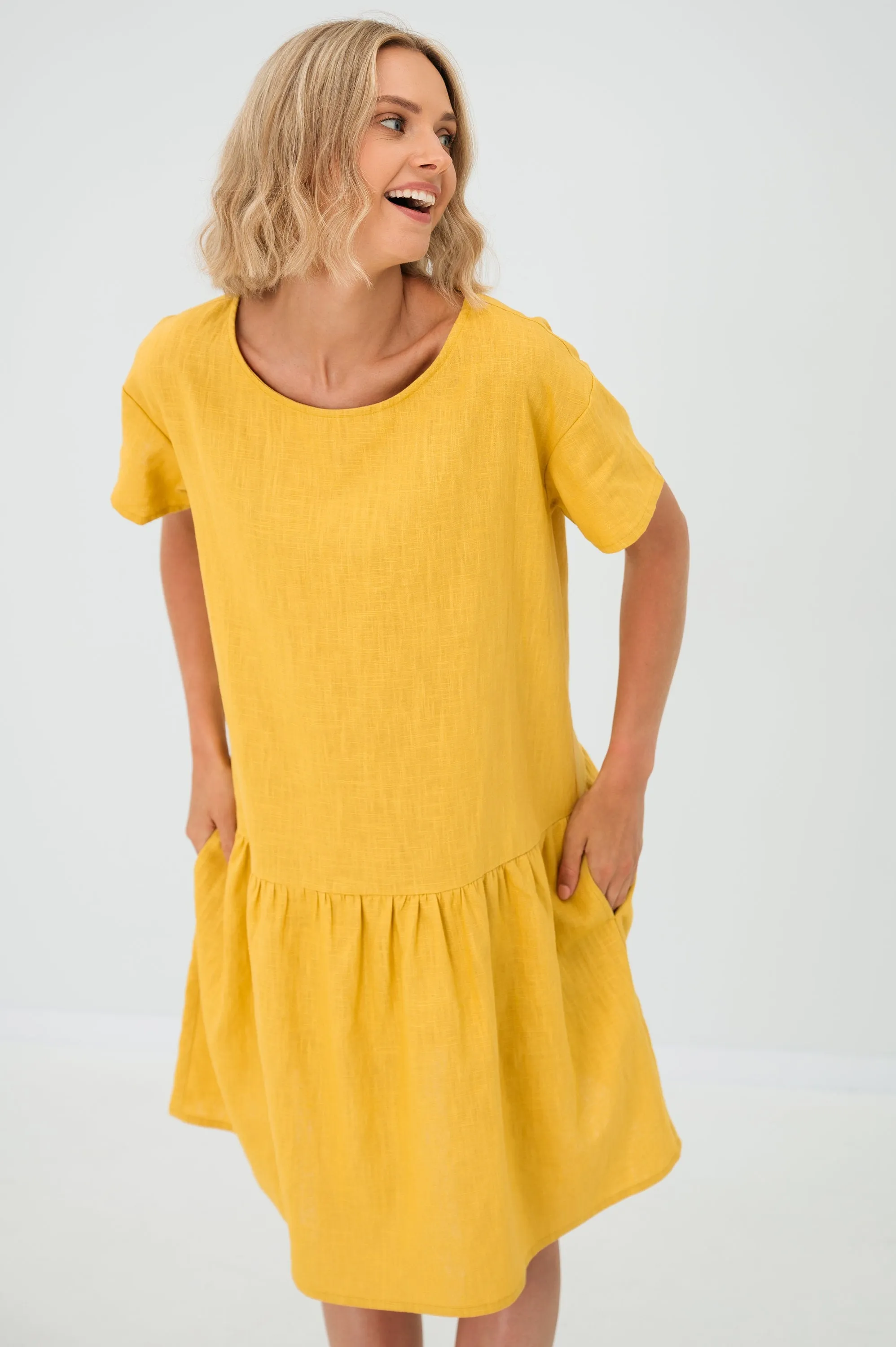 Linen dress BLOSSOM, Deep blue, M