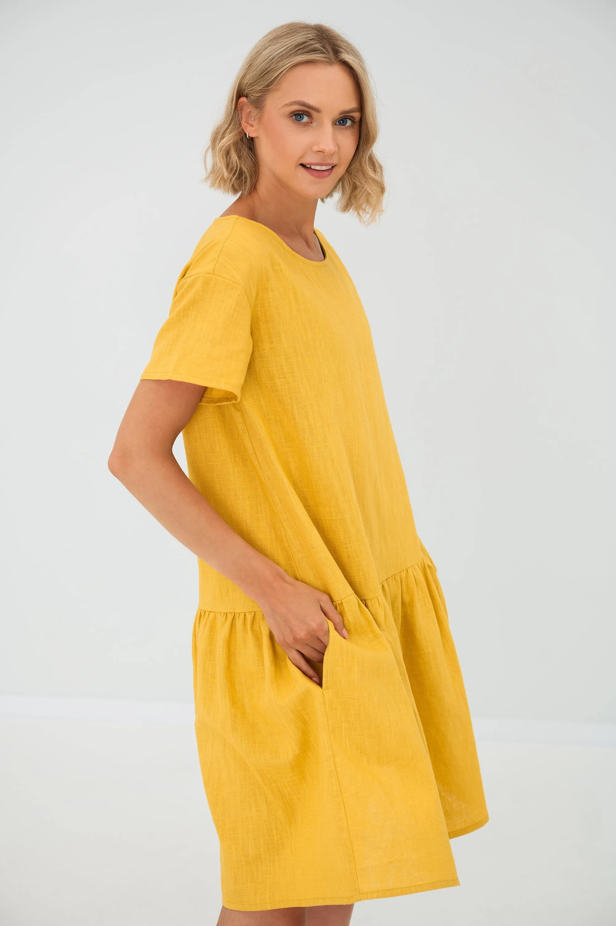 Linen dress BLOSSOM, Deep blue, M