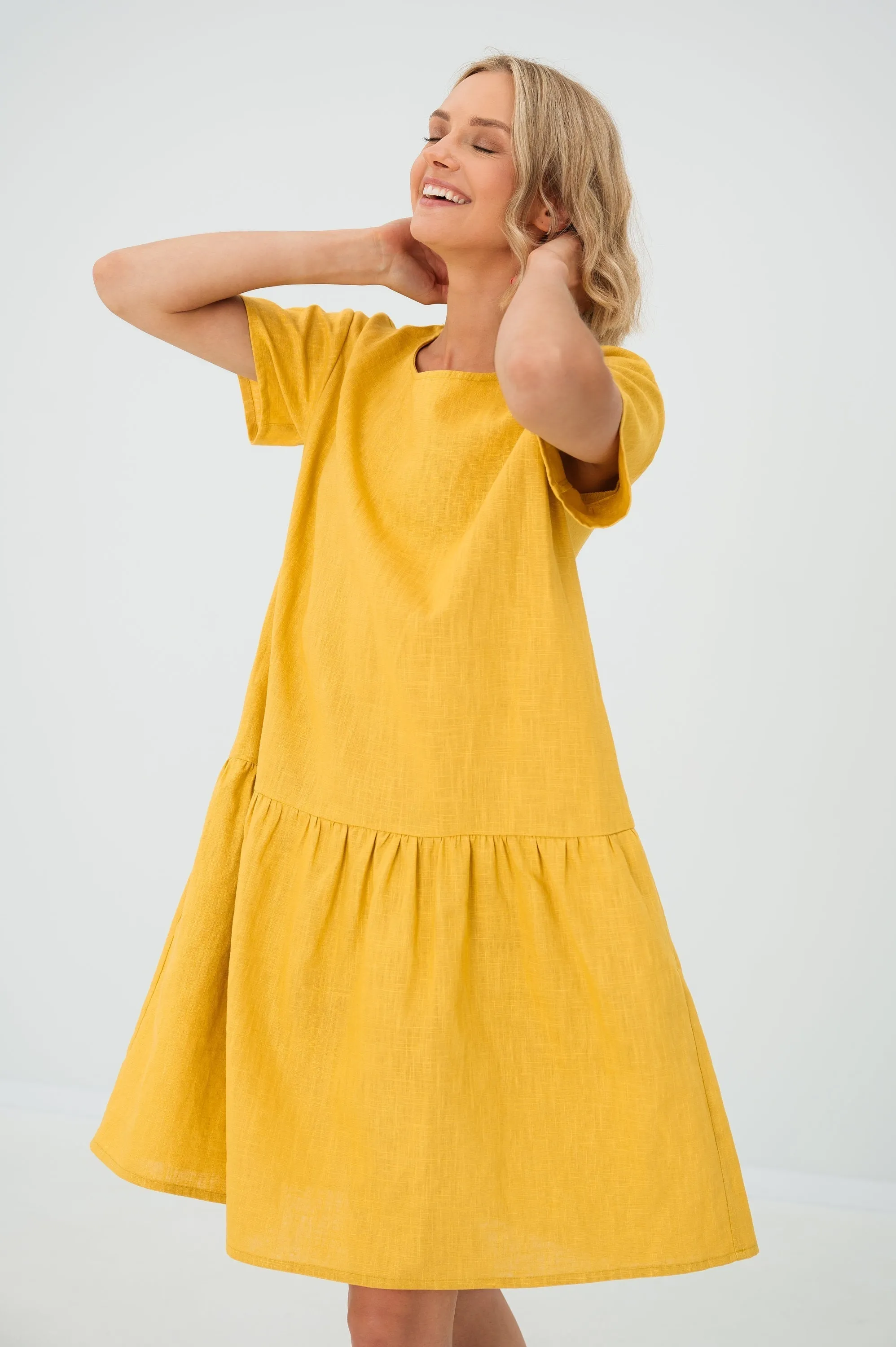 Linen dress BLOSSOM, Deep blue, M