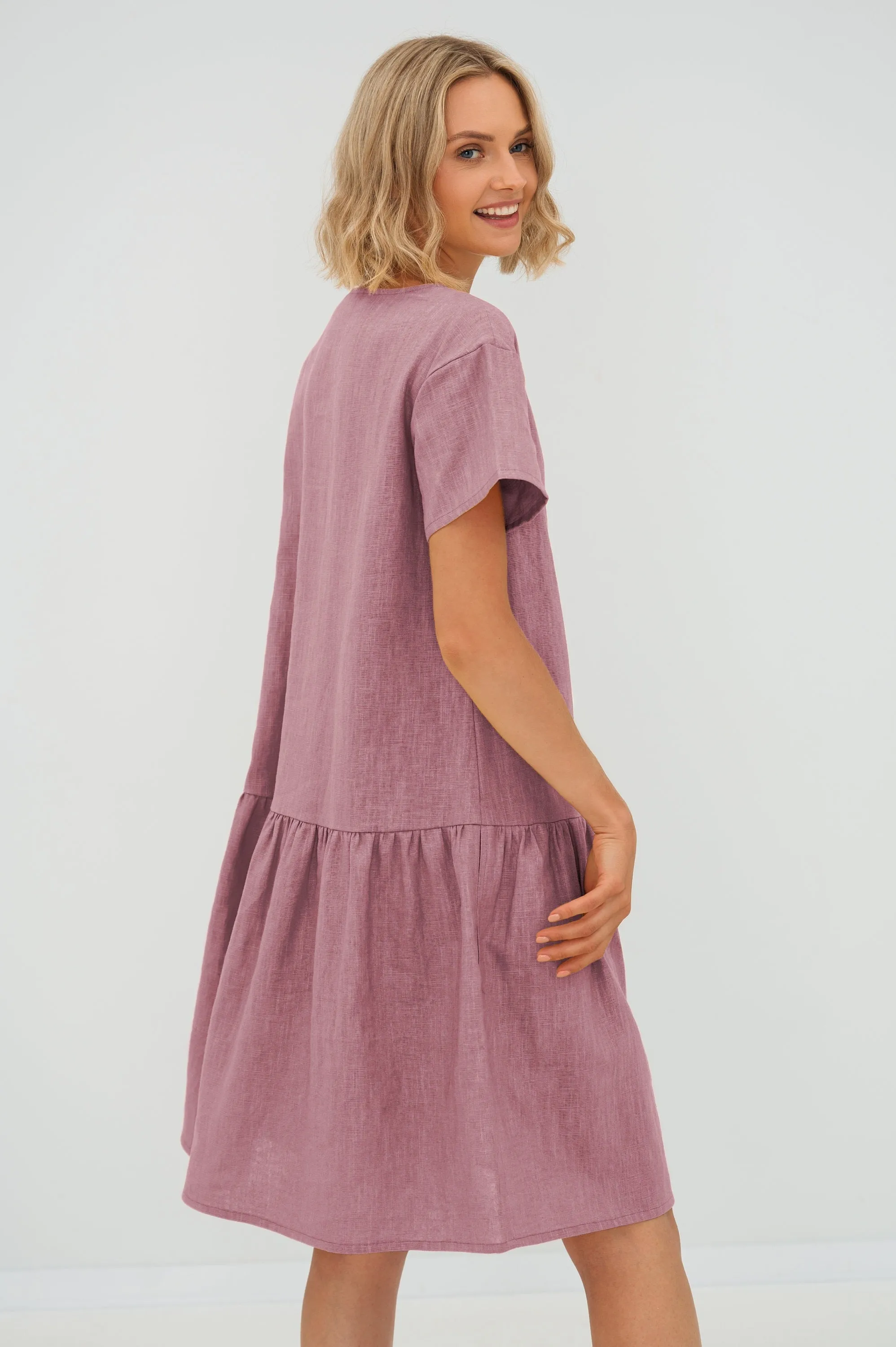 Linen dress BLOSSOM, Deep blue, M