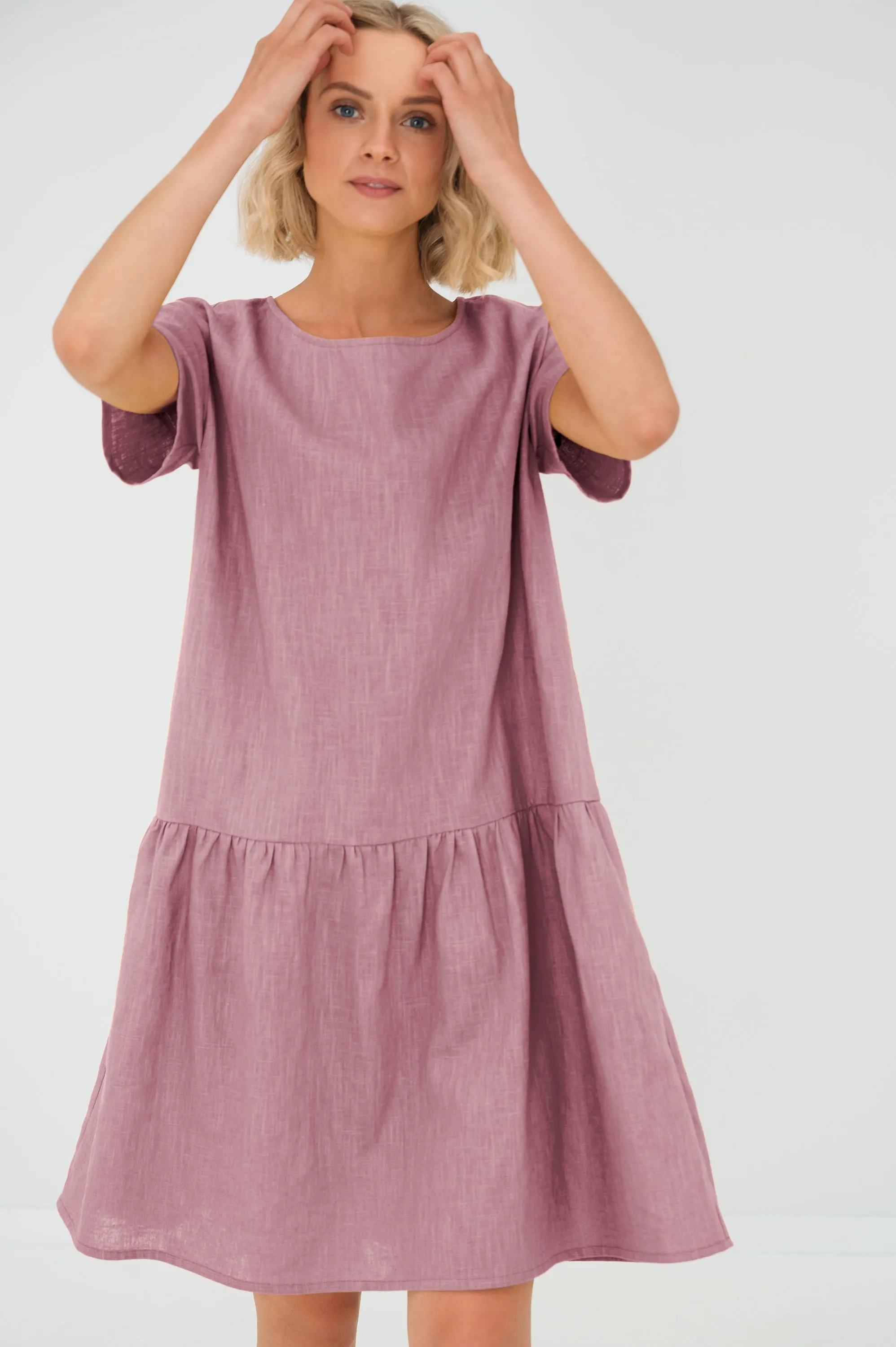 Linen dress BLOSSOM, Dusty rose, M