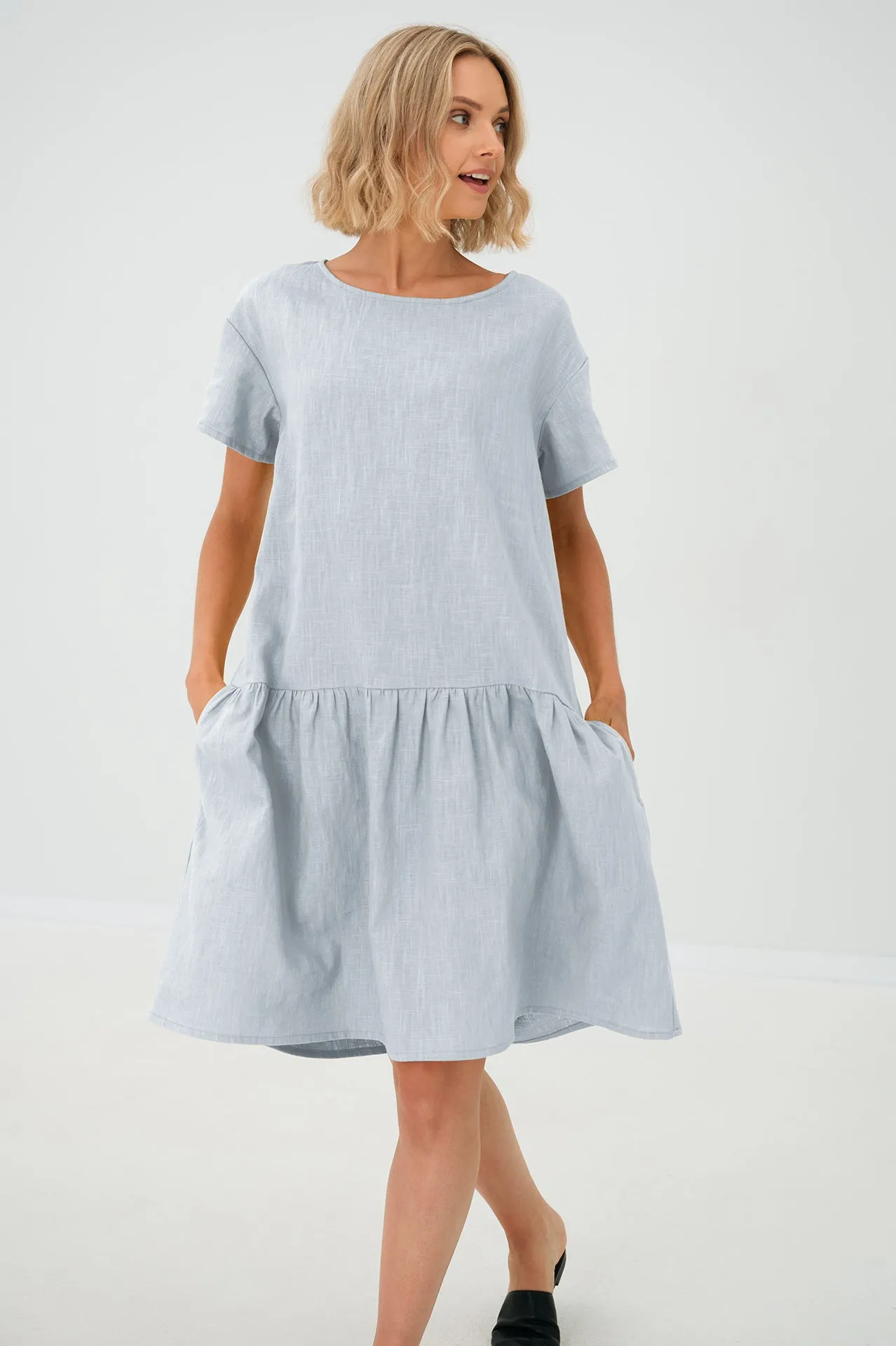 Linen dress BLOSSOM, White, XS