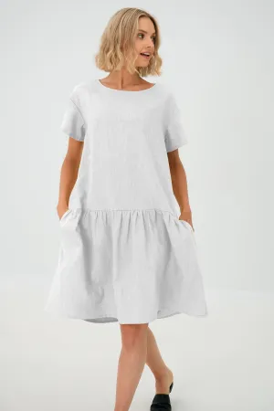 Linen dress BLOSSOM, White, XS