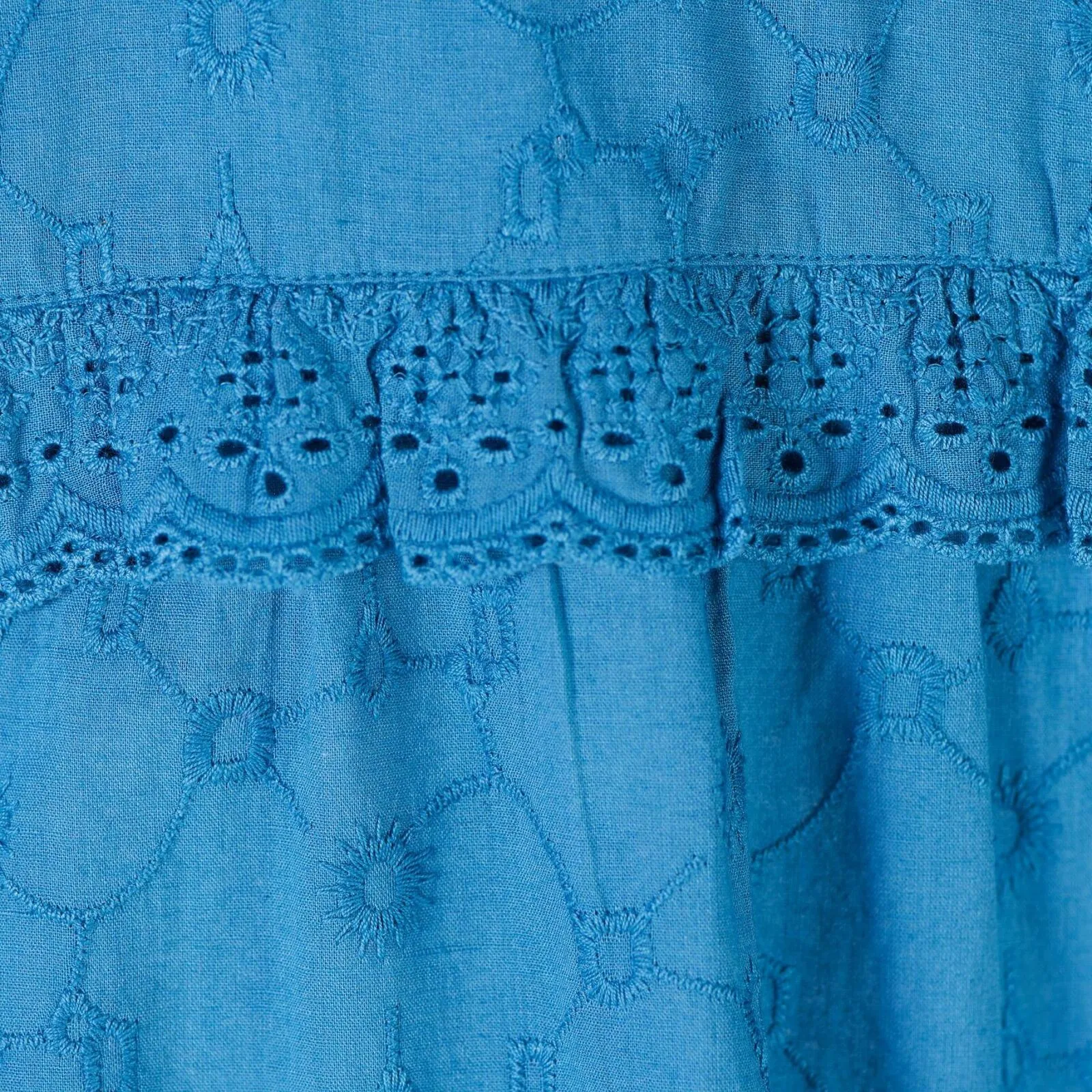 LOGO by Lori Goldstein Eyelet Woven Blouse With Ruffle Detail