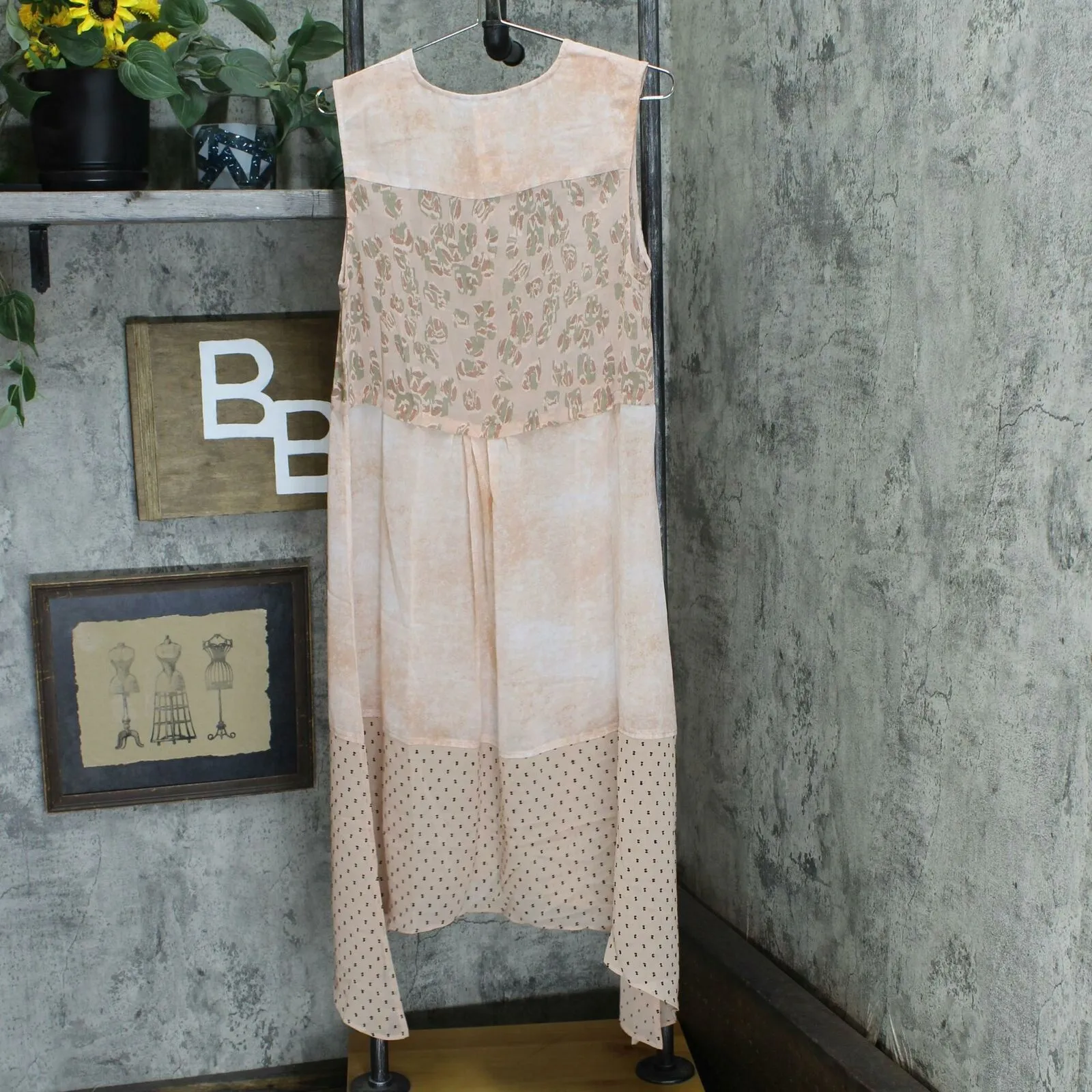LOGO by Lori Goldstein Women's Patchwork Button Front Sleeveless Kimono