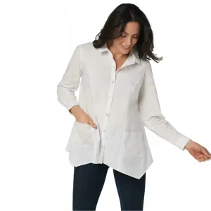LOGO by Lori Goldstein Women's Poplin Button-Front Blouse
