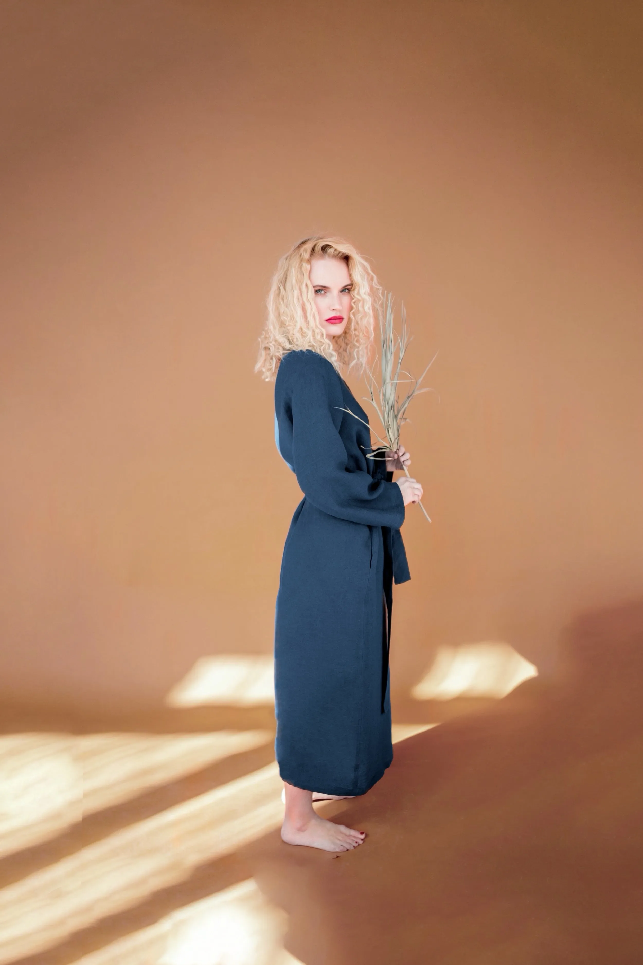 Long linen robe