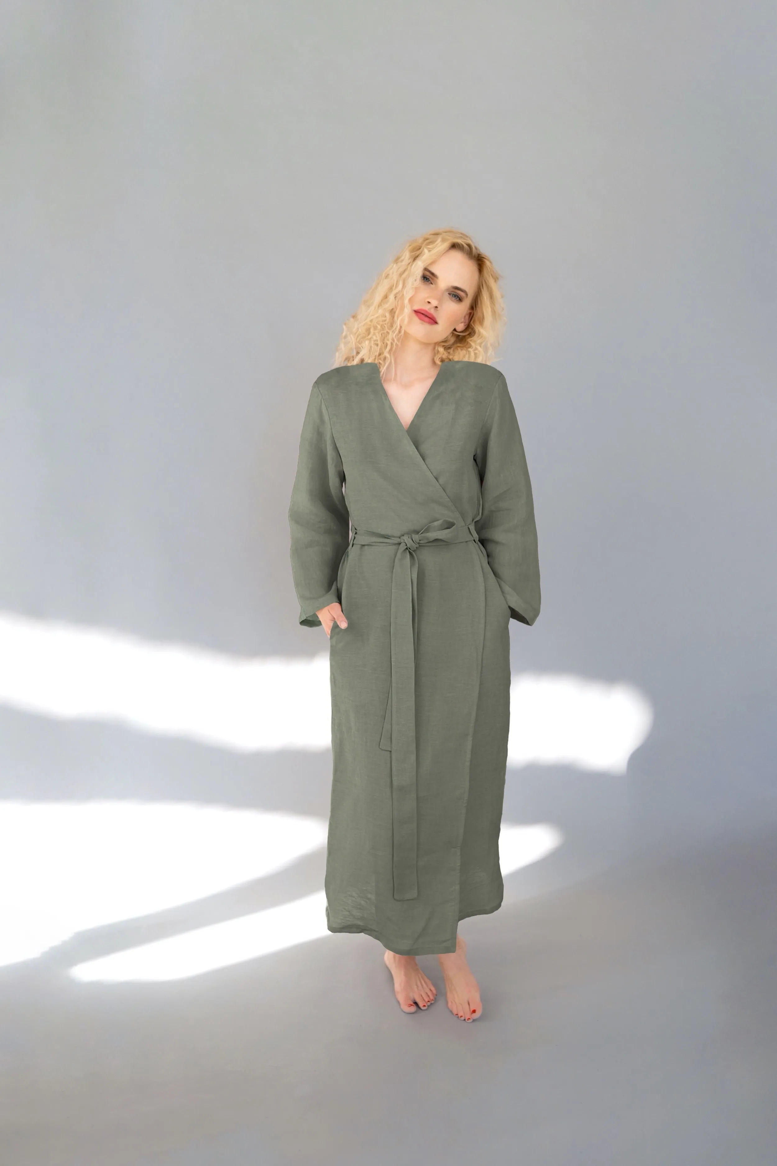 Long linen robe
