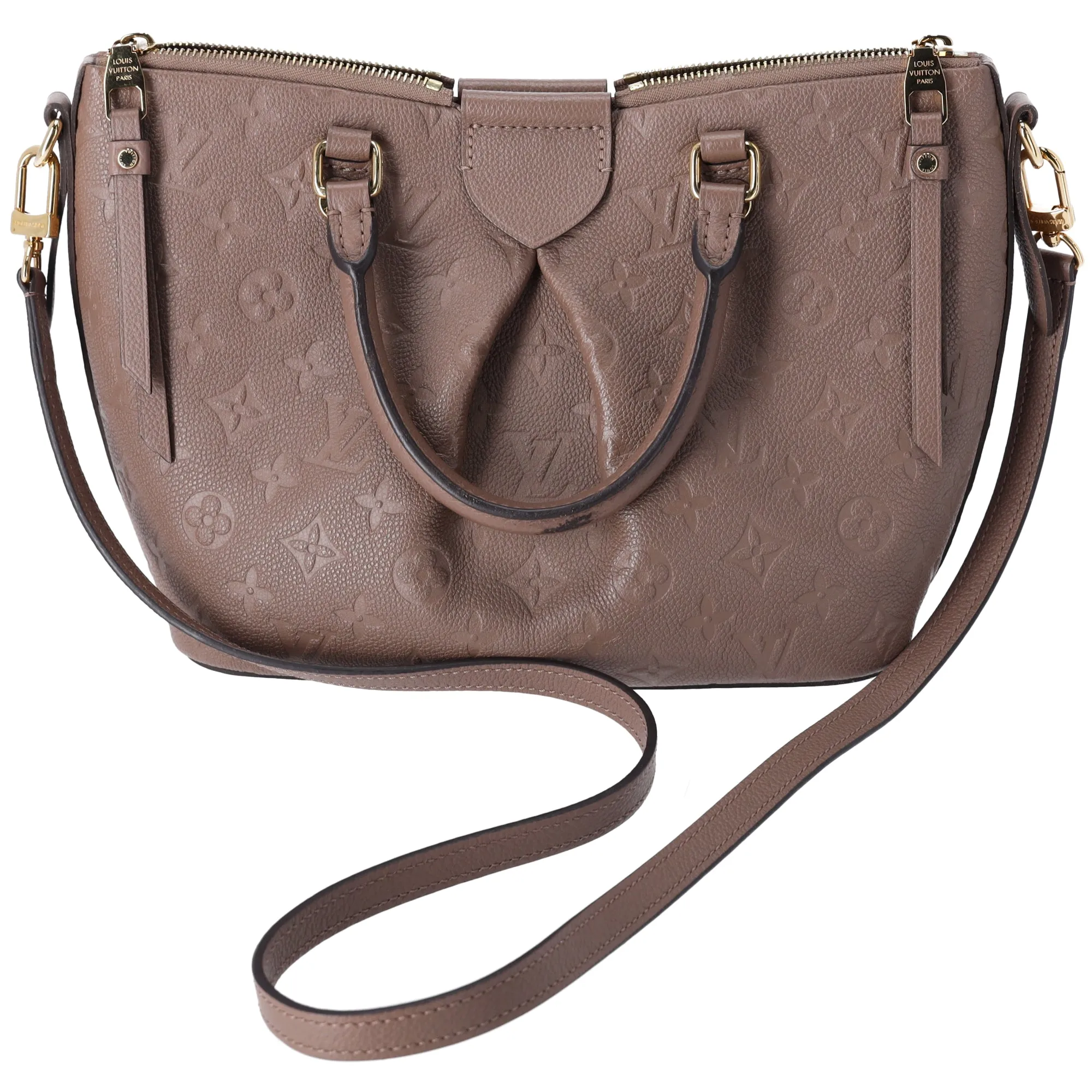 Louis Vuitton Mazarine PM Handbag Monogram Empreinte Leather Taupe