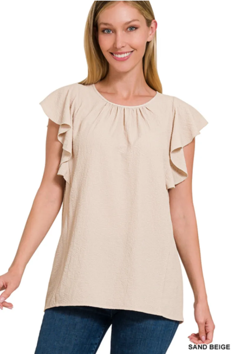 Love To Know You Ruffle Sleeve Top-Multiple Colors Available