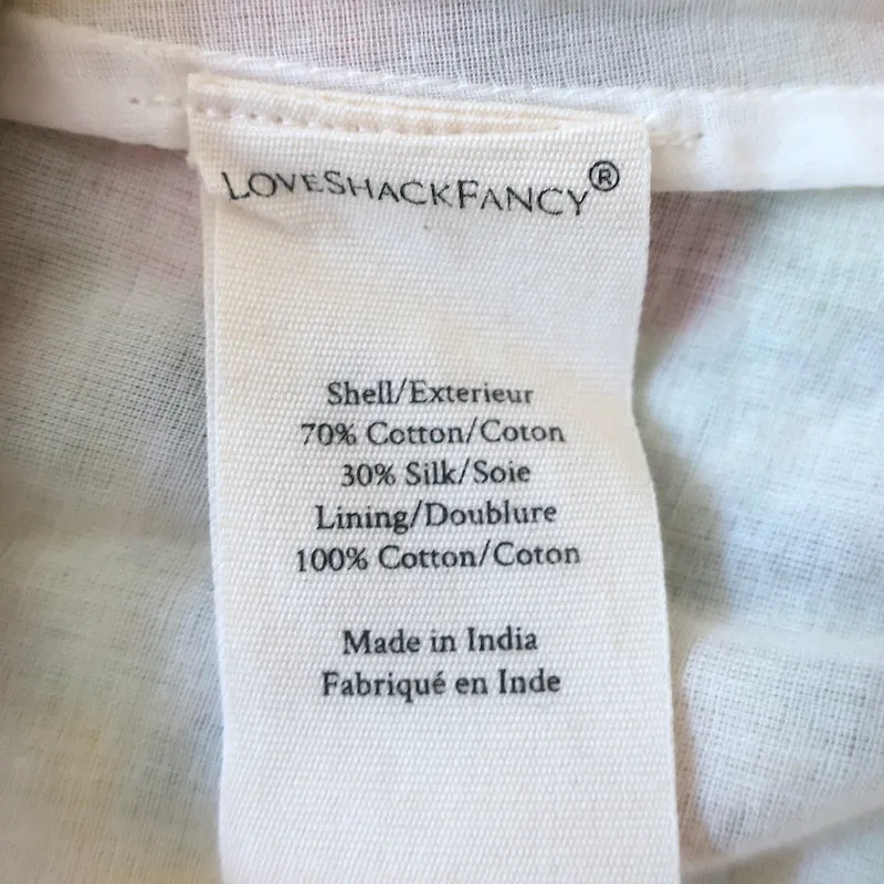 LoveShackFancy Puff Sleeve Asymmetric Midi Dress Floral Print Cotton-Silk Size 2