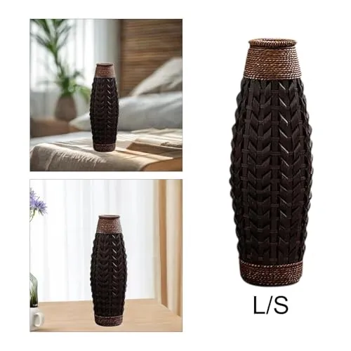 LR Decor E-Shop Hand Woven Container Retro Handmade Woven Plant Holder for Table Home Decor Hotel L