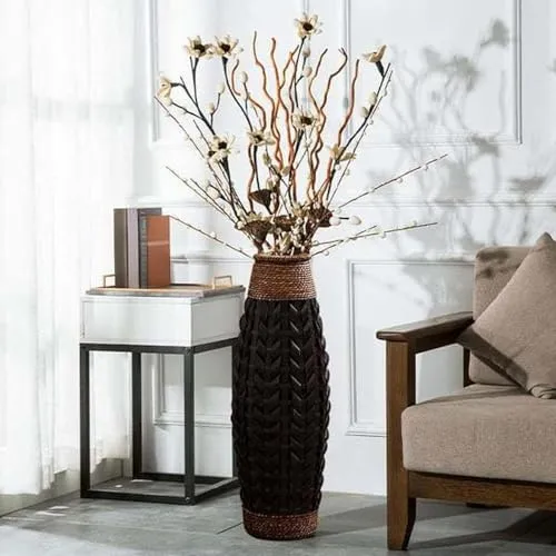 LR Decor E-Shop Hand Woven Container Retro Handmade Woven Plant Holder for Table Home Decor Hotel L