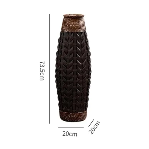 LR Decor E-Shop Hand Woven Container Retro Handmade Woven Plant Holder for Table Home Decor Hotel L