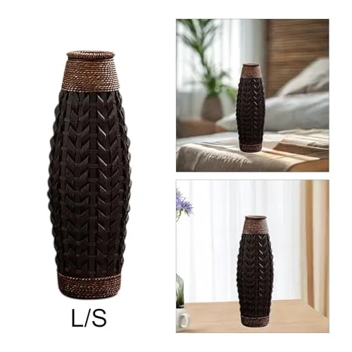 LR Decor E-Shop Hand Woven Container Retro Handmade Woven Plant Holder for Table Home Decor Hotel L