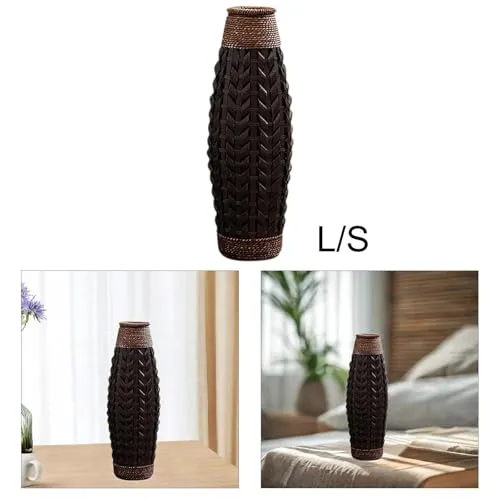 LR Decor E-Shop Hand Woven Container Retro Handmade Woven Plant Holder for Table Home Decor Hotel L