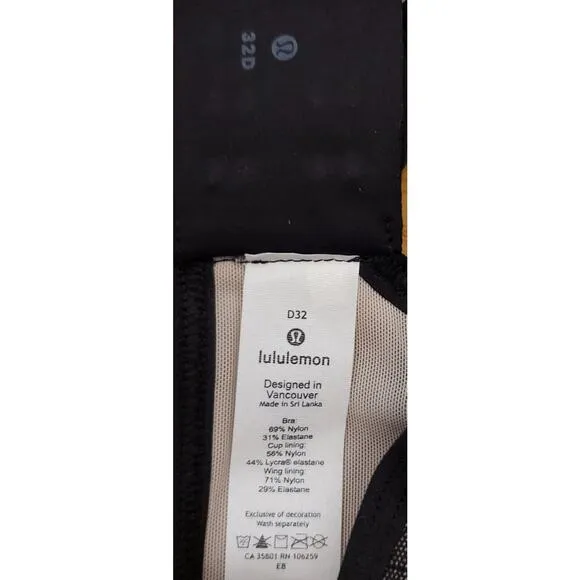 Lululemon Black Beige Like Nothing Lace Bra 32D