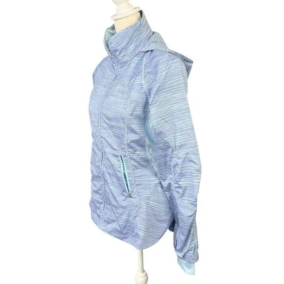 Lululemon Hooded Make A Break Jacket Twisted Stripe Caspian Blue Size 6