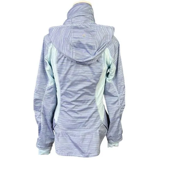 Lululemon Hooded Make A Break Jacket Twisted Stripe Caspian Blue Size 6