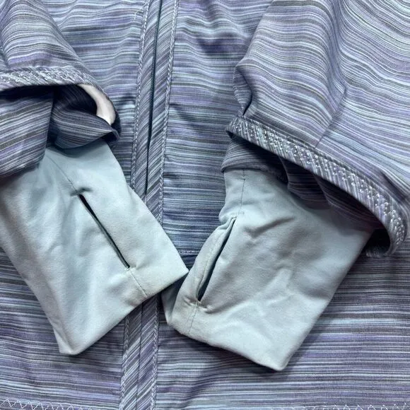 Lululemon Hooded Make A Break Jacket Twisted Stripe Caspian Blue Size 6