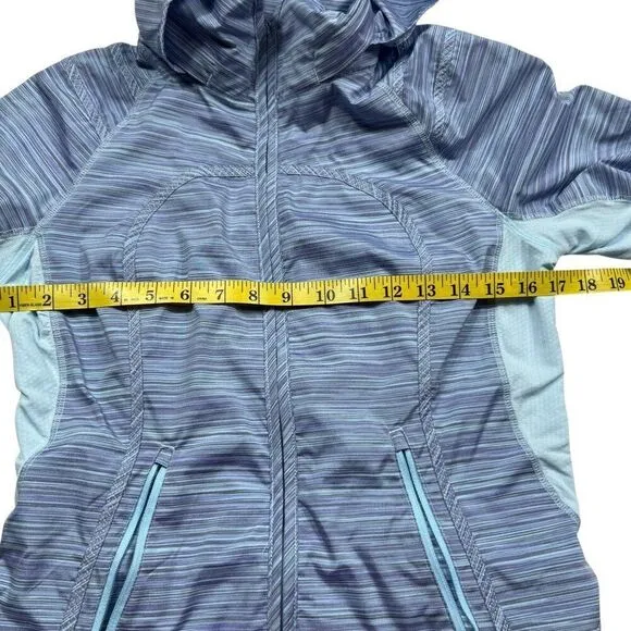 Lululemon Hooded Make A Break Jacket Twisted Stripe Caspian Blue Size 6