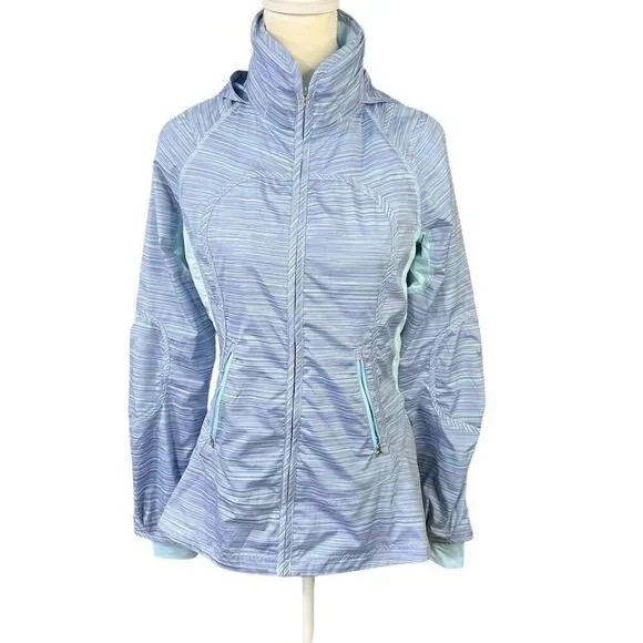 Lululemon Hooded Make A Break Jacket Twisted Stripe Caspian Blue Size 6