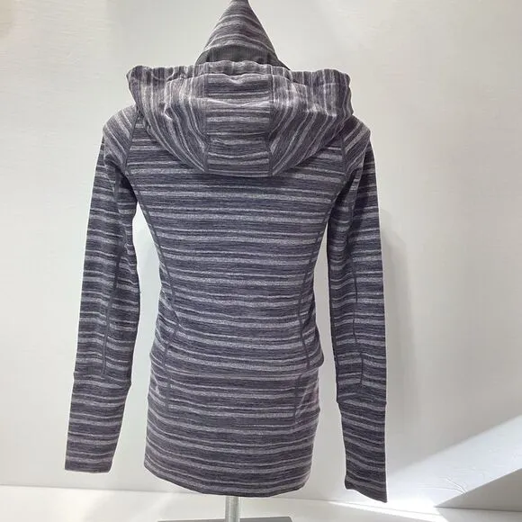 Lululemon Stride Athletic Jacket Zip Front Hooded Sweatshirt Black Gray 2