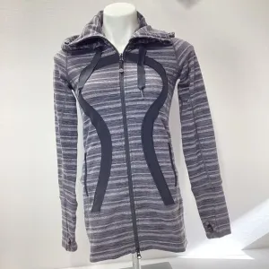 Lululemon Stride Athletic Jacket Zip Front Hooded Sweatshirt Black Gray 2