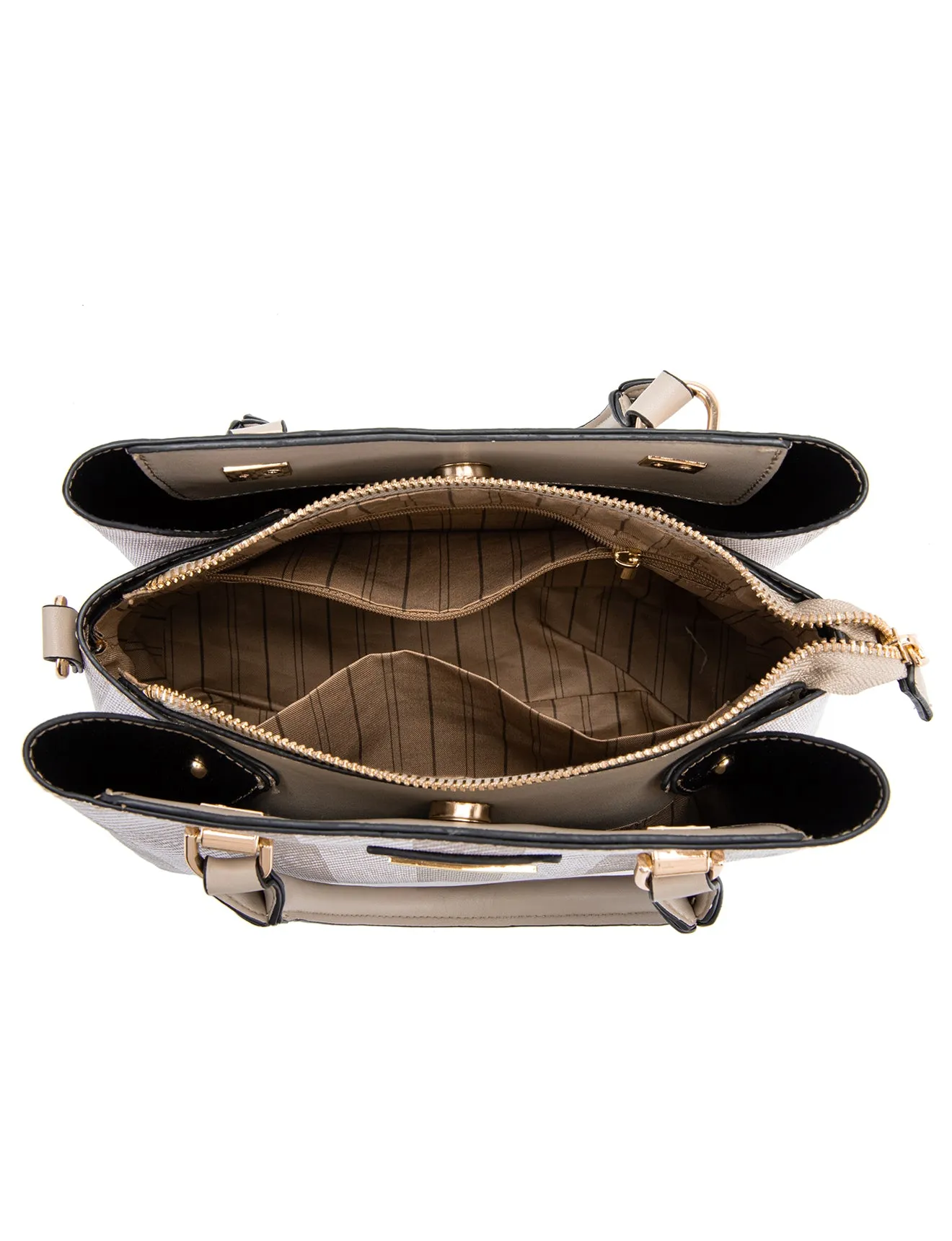 MACKENNA VEGAN TRIPLE COMPARTMENT BAG- XB-2343-BEI