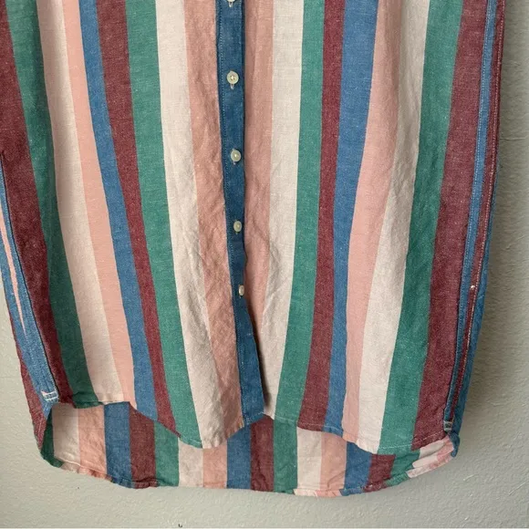 Madewell Linen Cotton Central Shirt Dress Flagstaff Stripe Linen dress Medium