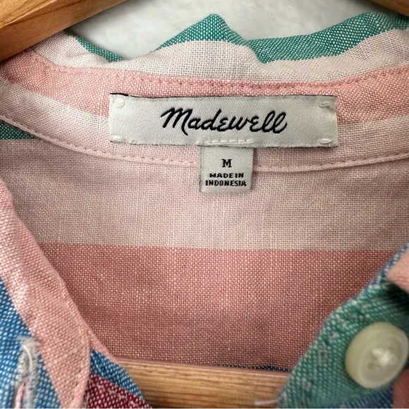 Madewell Linen Cotton Central Shirt Dress Flagstaff Stripe Linen dress Medium