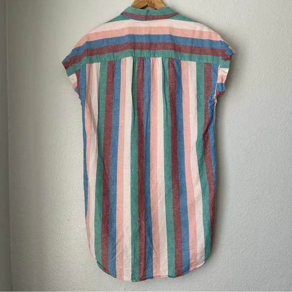 Madewell Linen Cotton Central Shirt Dress Flagstaff Stripe Linen dress Medium