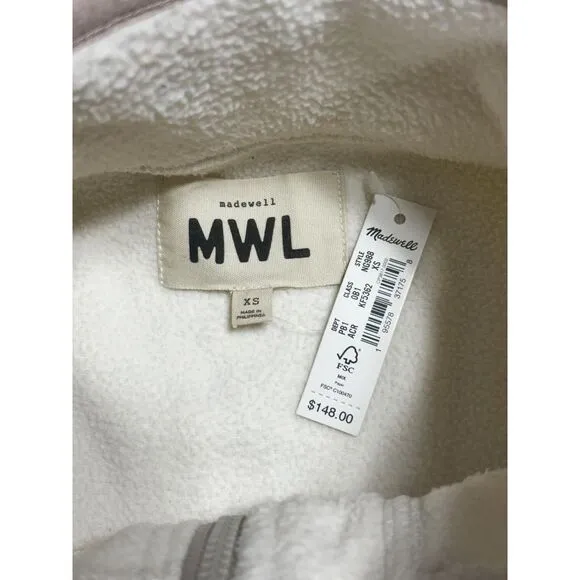 Madewell‎ NWT (Re)sourced Sherpa Snap-Front Jacket Color Block Antique Cream XS