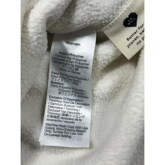 Madewell‎ NWT (Re)sourced Sherpa Snap-Front Jacket Color Block Antique Cream XS