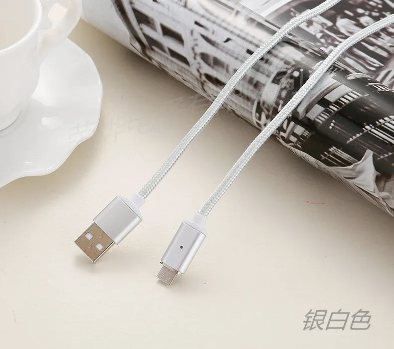 Magnetic Cable 2.4A USB Type C Data Charger 1M Nylon Metal Fast Charging Magnet Cable For Samsung Xiaomi Huawei Android Mobile Phone Rose gold