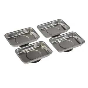 Magnetic Parts Tray Dish Set 4pc Garage Workshop 95mm X 65mm Silverline 250007