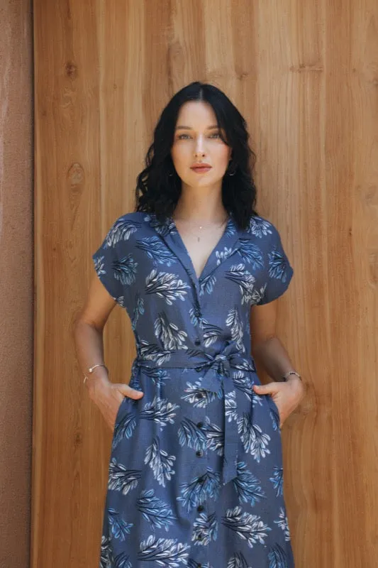 Maisie Dress - Blue Leaf