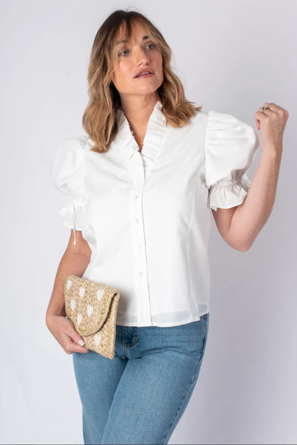 Mallory V-Neck Puff Sleeve Top