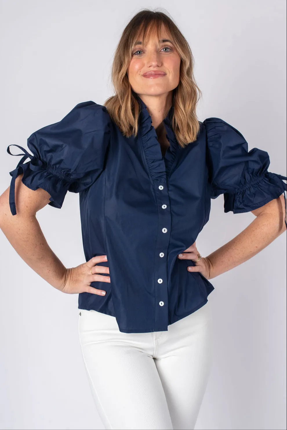 Mallory V-Neck Puff Sleeve Top