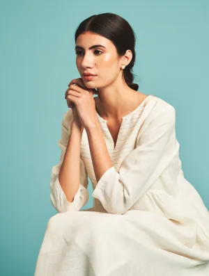 Manan   I   Ren Pintucked Linen Dress - Ivory   Border Collection