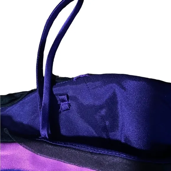 MARC BOUWER Glamit! 6 Purple Blue 100% Silk Dress Ruffle Strapless Y2K Mobwife
