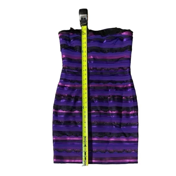 MARC BOUWER Glamit! 6 Purple Blue 100% Silk Dress Ruffle Strapless Y2K Mobwife