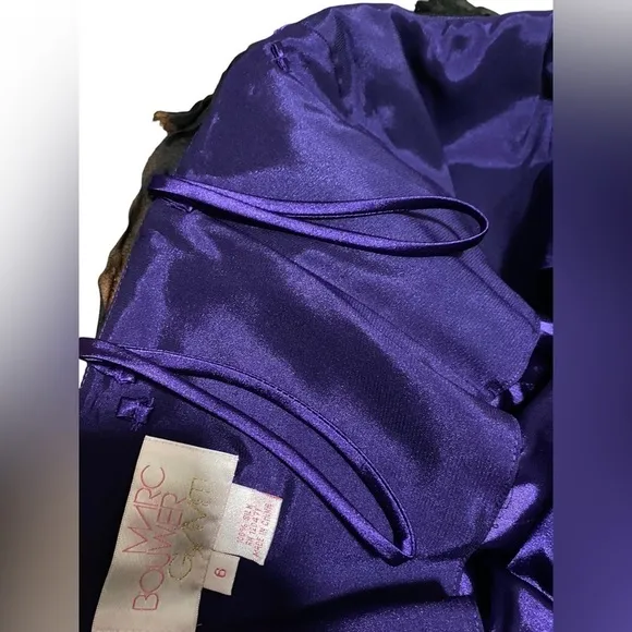 MARC BOUWER Glamit! 6 Purple Blue 100% Silk Dress Ruffle Strapless Y2K Mobwife
